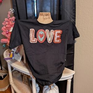 Gildan Black Tee with Colorful LOVE Design